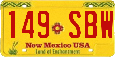 NM license plate 149SBW