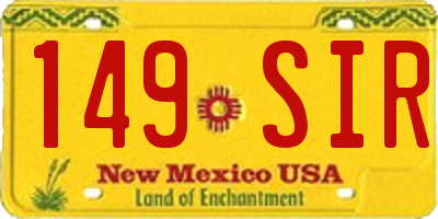 NM license plate 149SIR