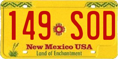NM license plate 149SOD