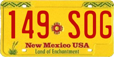 NM license plate 149SOG