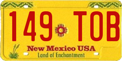 NM license plate 149TOB