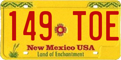 NM license plate 149TOE