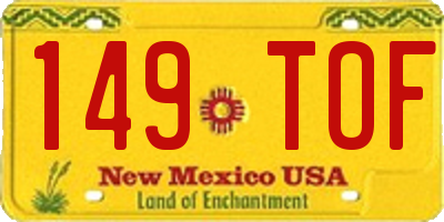 NM license plate 149TOF