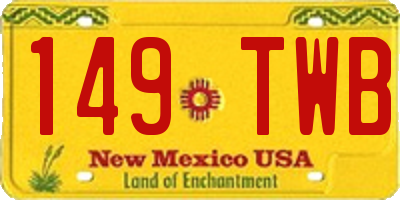 NM license plate 149TWB