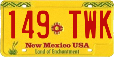 NM license plate 149TWK