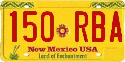 NM license plate 150RBA