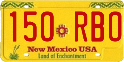 NM license plate 150RBO