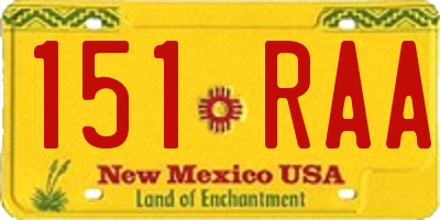 NM license plate 151RAA