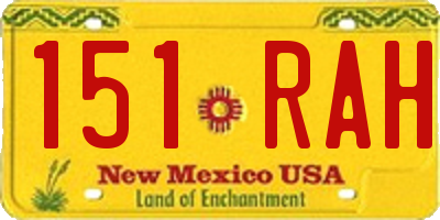 NM license plate 151RAH