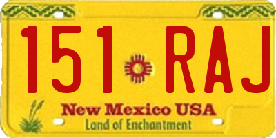 NM license plate 151RAJ