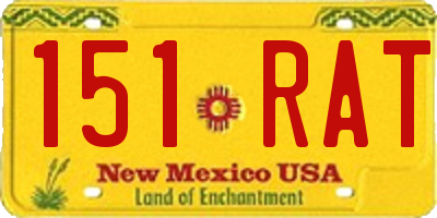 NM license plate 151RAT