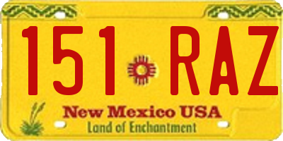NM license plate 151RAZ