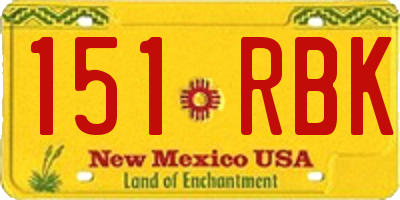 NM license plate 151RBK