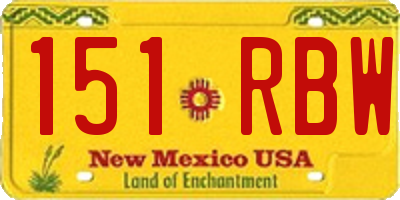 NM license plate 151RBW