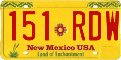 NM license plate 151RDW