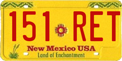 NM license plate 151RET