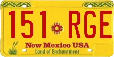 NM license plate 151RGE