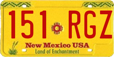 NM license plate 151RGZ