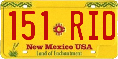 NM license plate 151RID