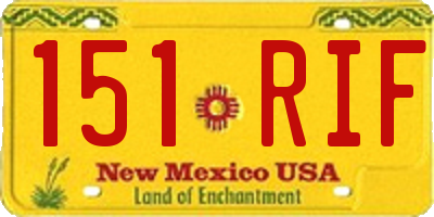 NM license plate 151RIF