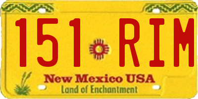 NM license plate 151RIM