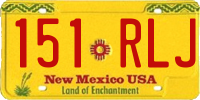 NM license plate 151RLJ
