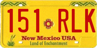 NM license plate 151RLK