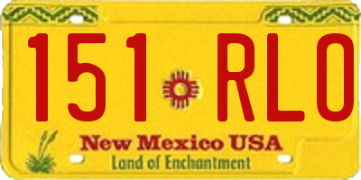 NM license plate 151RLO