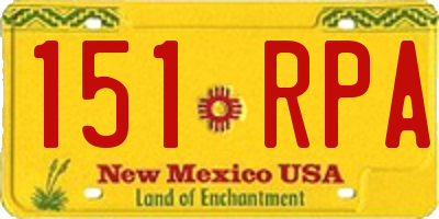 NM license plate 151RPA