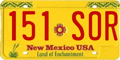 NM license plate 151SOR