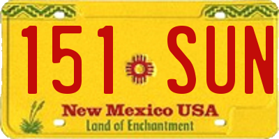 NM license plate 151SUN
