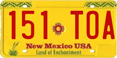 NM license plate 151TOA