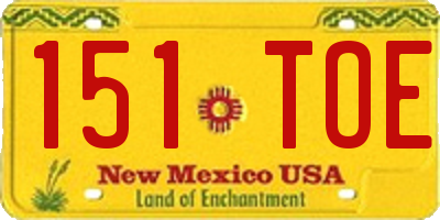 NM license plate 151TOE