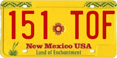 NM license plate 151TOF