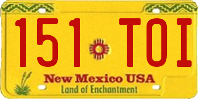 NM license plate 151TOI