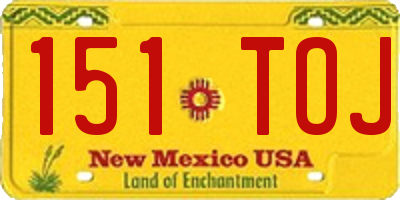 NM license plate 151TOJ