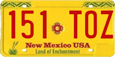 NM license plate 151TOZ