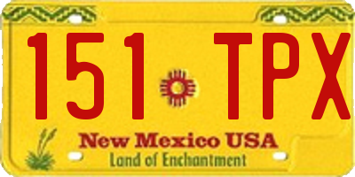 NM license plate 151TPX