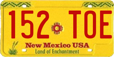 NM license plate 152TOE