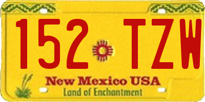 NM license plate 152TZW