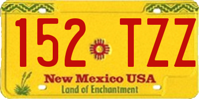 NM license plate 152TZZ