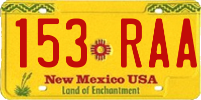 NM license plate 153RAA