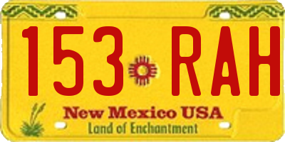 NM license plate 153RAH