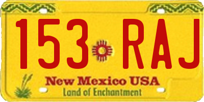 NM license plate 153RAJ