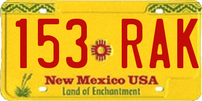 NM license plate 153RAK