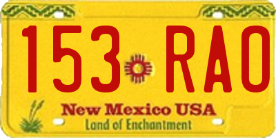 NM license plate 153RAO