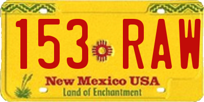 NM license plate 153RAW