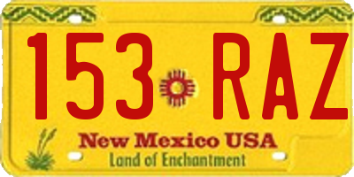 NM license plate 153RAZ