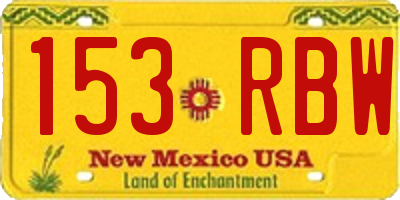 NM license plate 153RBW