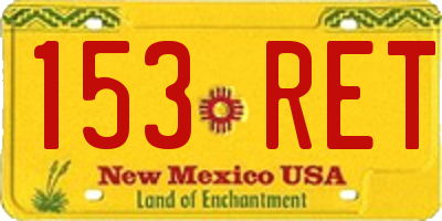 NM license plate 153RET